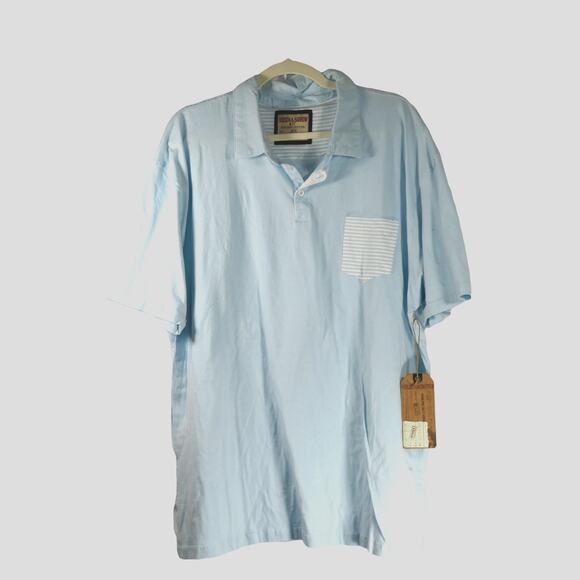 NWT Hudson & Barrow Mens T Shirt Baby Blue Size 3X Collared 3 Button Cotton - Picture 2 of 8